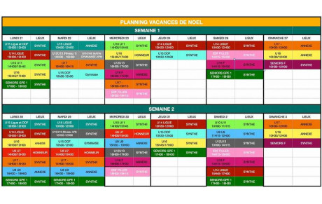 Planning des vacances